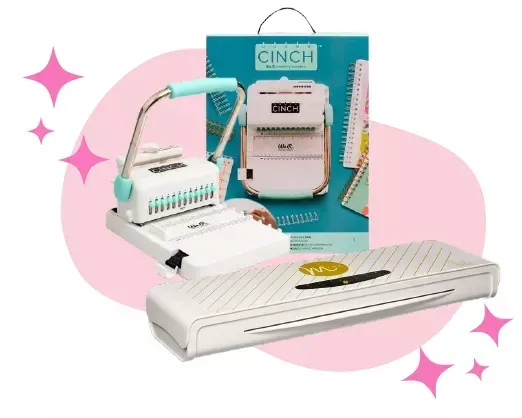 Máquina anilladora Cinch y laminadora